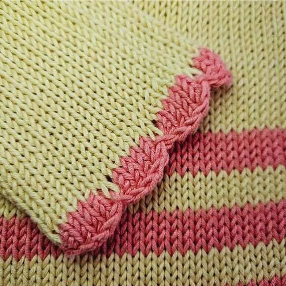 Vintage Crochet Knit Floral Stripe Pink Coquette Button Down Cardigan Sweater M - Picture 6 of 14